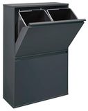ARREGUI Basic CR604-B Recyclingcontainer | Afvalcontainer in Staal | 4 Compartimenten 4x17L (68 L) | Multifunctionele Recyclebak voor Afvalscheiding | Afvalbak voor Keuken, Huis of Kantoor | Antraciet