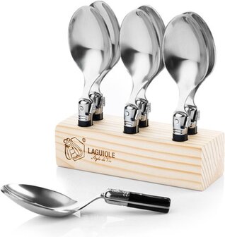 LAGUIOLE - Premium Line Amuse Lepels - 6 stuks - Zwart - Vaatwasserbestendig