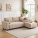 Canapé d'angle en L avec méridienne flexible, sofa 3 places avec 2 coussins, structure en métal, pour salon, beige
