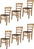 t m c s Tommychairs Cuore - Eetkamerstoelen - Set van 6 - Eikenhout - Kunstleer