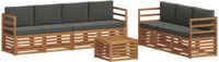 vidaXL - Sofa-Sets - 8 - st - Natuurlijk - en - Antraciet - Massief - Acacia - Hout