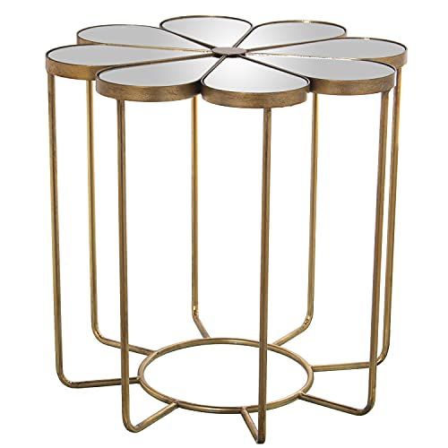 DRW Bijzettafel in bloemenvorm - metaal/spiegel - goud - 63 x 61 cm