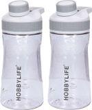 B-Home 2x Waterfles / drinkfles / sportfles Aquamania - lichtgrijs - 530 ml - kunststof - bpa vrij - lekvrij - Stijlvolle fles