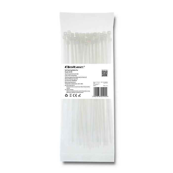 Qoltec 52199 Kabelbinders - wit - 100 stuks