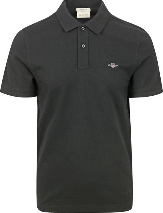 GANT Shield Piqué Poloshirt - Zwart - Heren - Maat L