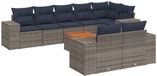 vidaXL bankset voor 9 personen met kussens, gris, polyrotan