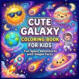 Cute Galaxy Coloring Book for Kids Ages 4-8: Fun Space Adventures with Simple Facts to Color and Learn