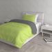 Italian Bed Linen Dekbedovertrek Set met Doubleface Effen Kleur Tas Sheet en Kussensloop, 100% Katoen, Zuurgroen/donkergrijs, enkel