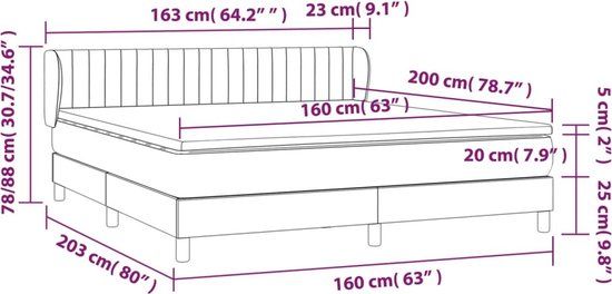 vidaXL Boxspring met matras, stof, taupe, 160x200 cm