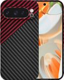 Techsuit Hoesje geschikt voor Google Pixel 9 Pro - Carbonite FiberShell Carbon Back Cover - Rood/Zwart