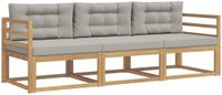 vidaXL - Chaise longue loungeset - 3 zitplekken - Wit en lichtgrijs - Polyester