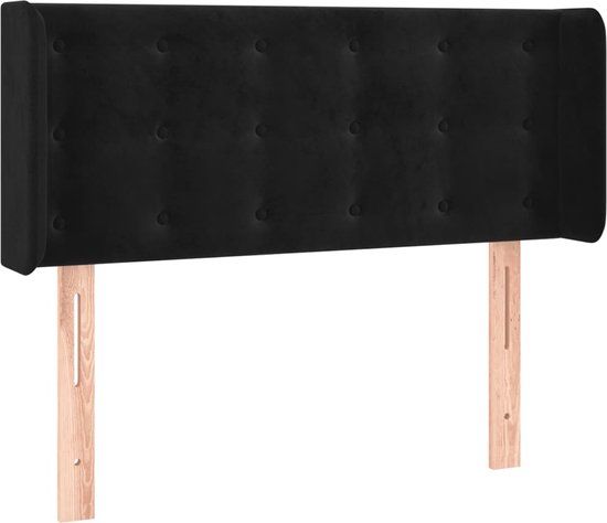 vidaXL Hoofdbord met randen 93x16x78/88 cm fluweel zwart