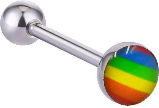 Fako Bijoux® - Tongpiercing - Regenboog - Staal - Unisex