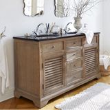 LOBERON Dubbele wastafel Malmaison bruin/zwart