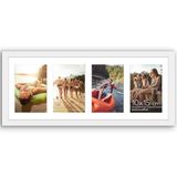 Americanflat 20x51 cm Collage Fotolijst met Breukbestendig Glas - Geschikt voor Vier 10x15 cm Foto’s of Eén 20x51 cm Foto – Signature Collection - Fotolijstset voor aan de Muur – Wit