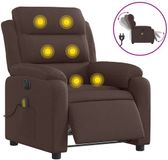 vidaXL Fauteuil de massage électrique réglable tissu marron foncé