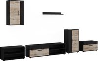 Vicco Woonwand Berno, Zwart/Zand eik, Set van 6 stuks