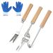 Désherbeur set - Fonte - Manche en bois - 3 pièces avec gants