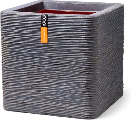 Capi Europe Bloempot Vierkant Rib NL - 40x40x40cm - Donkergrijs