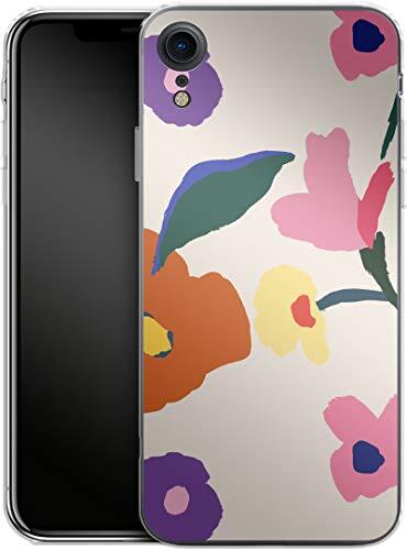 caseable caseable Apple iPhone XR telefoonhoes - siliconen beschermhoes - schokdempend & krasbestendig oppervlak - kleurrijk design - handgeschilderde bloeis - bloemen bloemen