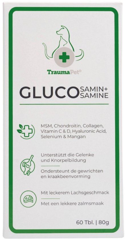 TraumaPet Glucosamine+ Hond & Kat – Bij Stijve Gewrichten & Verminderde Mobiliteit – Met Glucosamine, Chondroïtine & MSM – 80 g