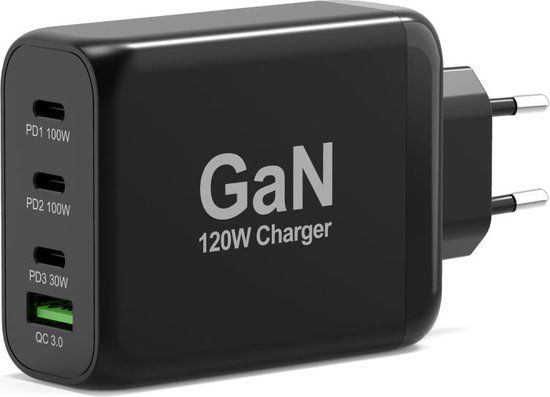 PORT Designs PORT Connect GaN Oplader Smartphone/Telefoon/Tablet - USB-C en USB-A - 120W - Zwart