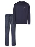 Hajo Klima-komfort heren pyjama marine blauw gestreept lange mouw katoen maat 54