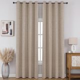 CUCRAF 100% totale verduisterende gordijnen 108 lengte voor raambehandeling, faux linnen thermisch geïsoleerde tule gordijnen voor slaapkamer/woonkamer, set van 2 gordijnpanelen (licht kaki, 132 x 274
