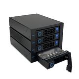 FANTEC WR-NVMeU.2-C3141 U.2/SAS/SATA backplane voor 4 × 3,5 inch/2,5 inch NVMe/SSD/HDD, in een 3 x 5,25 module, dataverbinding via SFF8654 en SFF8643, 80 mm ventilator op de achterkant, zwart