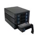 FANTEC WR-NVMeU.2-C3141 U.2/SAS/SATA backplane voor 4 × 3,5 inch/2,5 inch NVMe/SSD/HDD, in een 3 x 5,25 module, dataverbinding via SFF8654 en SFF8643, 80 mm ventilator op de achterkant, zwart