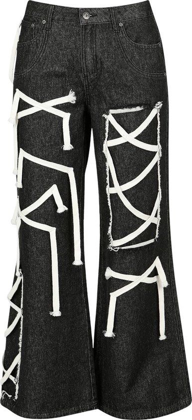 Gothicana by EMP Gothicana Zwarte flared jeans met vetersluiting over de gehele pijp - Dames - W31L32