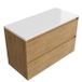 Saniclass Holz Pure Badkamermeubelset - 100x45x62.5cm - Torino solid surface topblad wit - zonder kraangat - 2 lades - mat eiken natural (hout) SW1420787/SW1471863