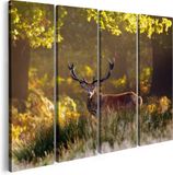 Artaza Canvas Schilderij Vierluik Hert in de Bossen - 160x120 - Foto Op Canvas