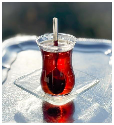 Topkapi - 18-delige Turkse theeset Jasmin-Sultaan met optiekeffect, 6 theeglazen, 6 onderzetters, 6 theelepels, complete set voor 6 personen