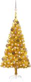 vidaXL Kunstkerstboom met verlichting en kerstballen 150 cm PET goud