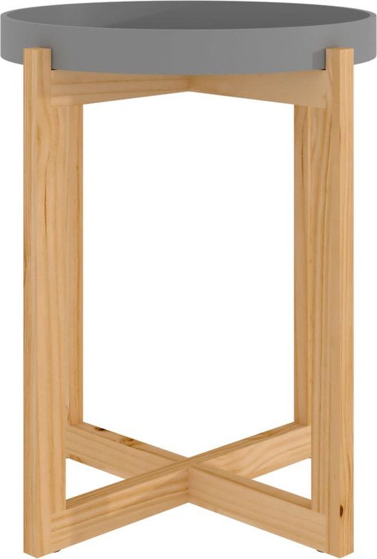vidaXL Salontafel 41x41x48,5 cm bewerkt hout en grenenhout grijs