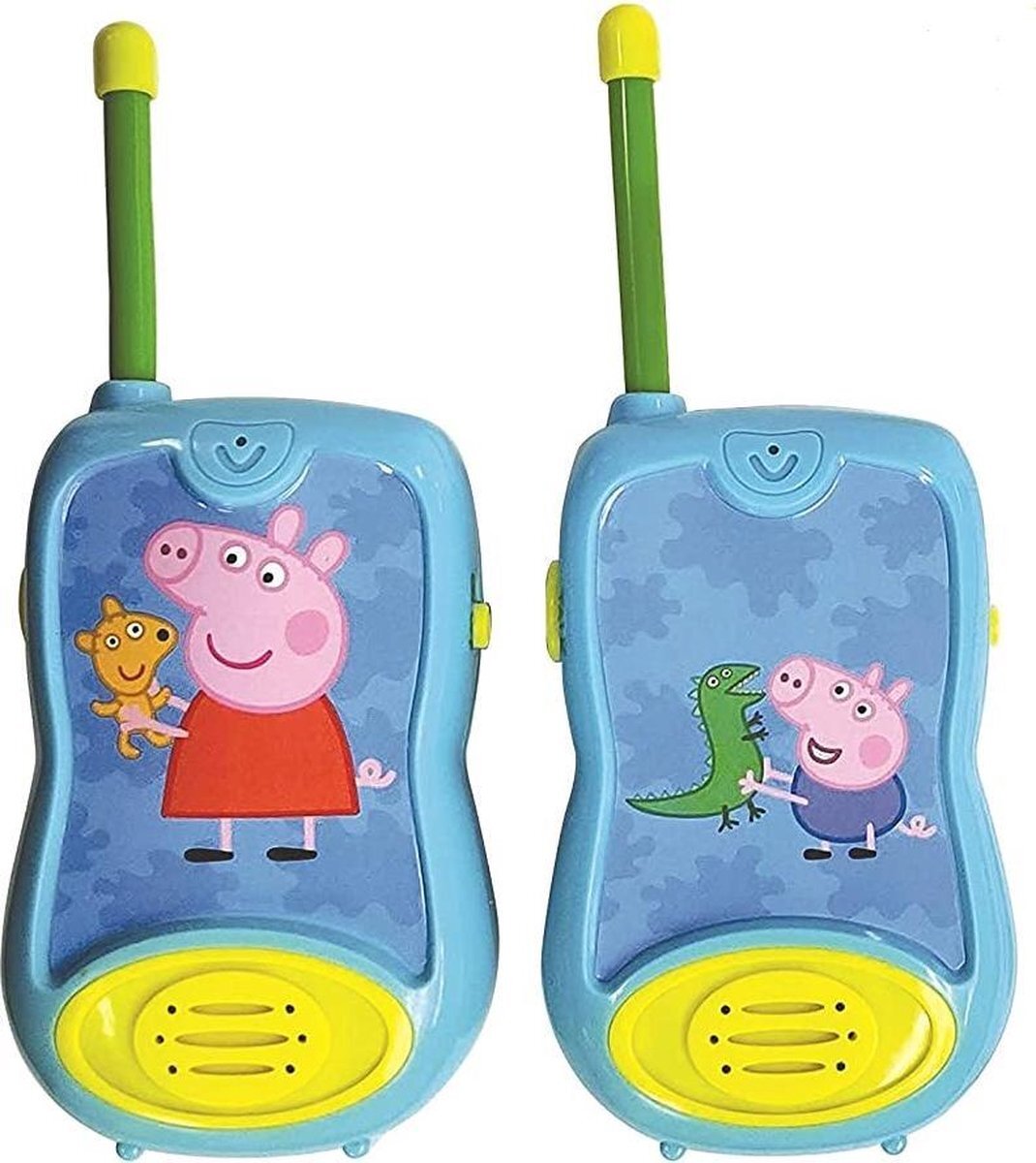 Lexibook 8597478 TW12PP Peppa Pig Walkie-talkies, voor kinderen, riemclip, batterij, blauw