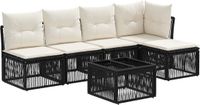 vidaXL Tuinbank - Set - 5 zitplekken - Zwart - Polyrattan