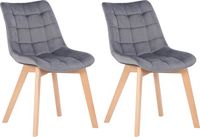 CLP Passaic Set van 2 Eetkamerstoelen - Fluweel grijs