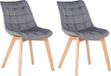 CLP Passaic Set van 2 Eetkamerstoelen - Fluweel grijs