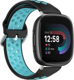 By Qubix - Sport bandje voor Fitbit Versa 3 & 4 / Sense 1 & 2 - Large - Zwart/Blauw