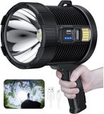 Merkloos Oplaadbare spot - 100.000 lumen - zaklamp - grote superheldere buitenspot op zonne-energie - met Cob-licht - 6 standen - IPX5 waterdicht - zwart