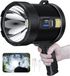 Merkloos Oplaadbare spot - 100.000 lumen - zaklamp - grote superheldere buitenspot op zonne-energie - met Cob-licht - 6 standen - IPX5 waterdicht - zwart