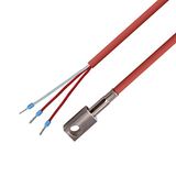 iOVEO 049OF01302 - PT100 3-draads oppervlaktesensor, 4-kantige roestvrijstalen blok, temperatuursensor siliconen kabel tot 200 °C, 2 meter