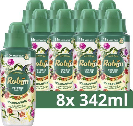 Robijn Intense Wasparfum - Paradise Secret - 8 x 342 ml - Bloemig - Voordeelverpakking