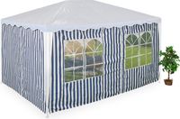 Merkloos Relaxdays zijwanden partytent - set van 2 - voor tuintent van 3x4 m - klittenbandsluiting - polyester - blauw-wit