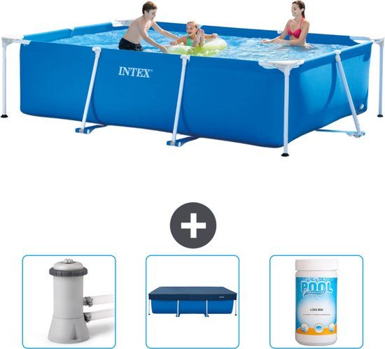Intex Rechthoekig Frame Zwembad - 300 x 200 x 75 cm - Blauw - Inclusief Filterpomp & Afdekzeil