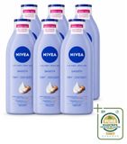 Nivea 6 x Lait pour le corps lisse avec beurre de karité pour peau sèche - 400 ml - Lot économique
