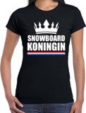 Bellatio Decorations Shoppartners Bv Zwart snowboard koningin apres ski shirt met kroon dames - S