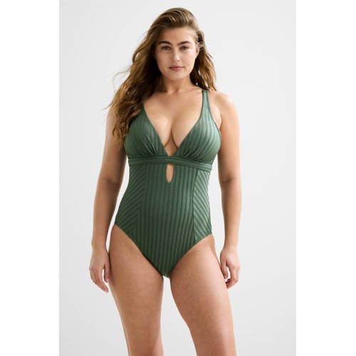 BEACHWAVE corrigerend badpak met textuur groen